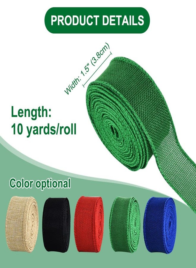 TONIFUL Burlap Green Wired Ribbon, 1 1/2 inch 10 Yard Jute Ribbon for Decoration Bows Tree Toppers Ribbons Craft Gift Wrapping Wreath Sewing, for Christmas Wreath Decor - Image 2